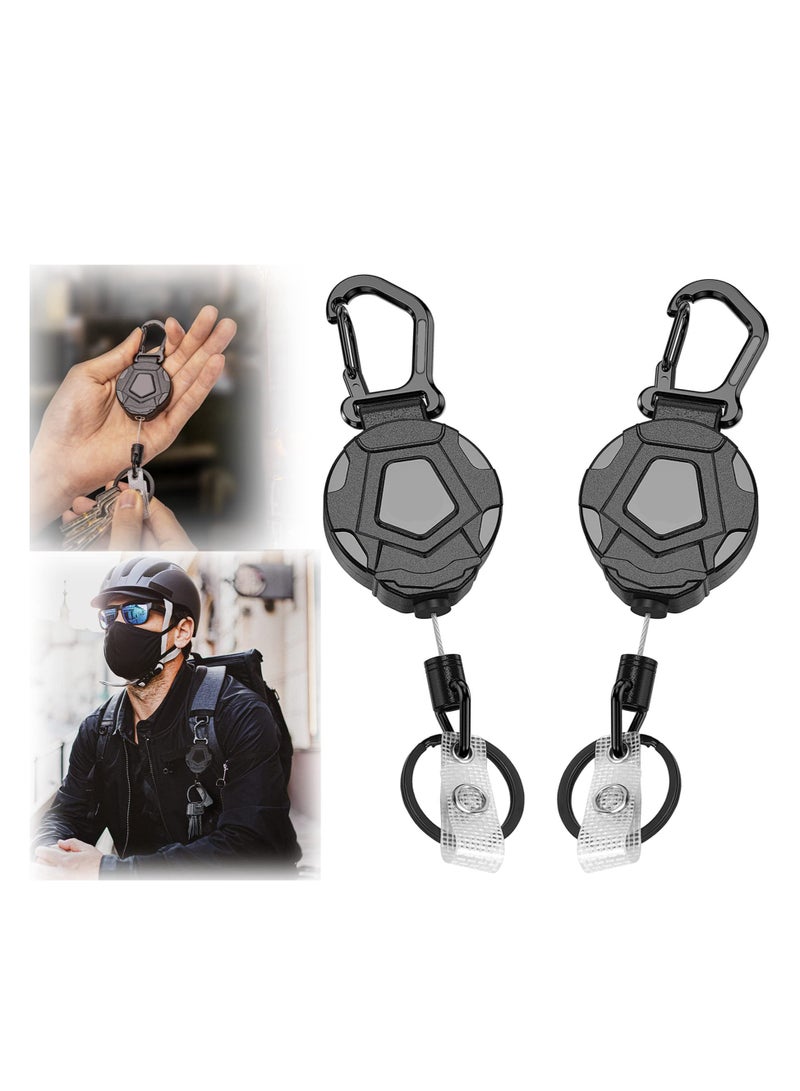 2 Pack Retractable Keychain, Heavy Duty Carabiner Badge Holder, Tactical Reel with Steel Retractable Cord, 8 oz