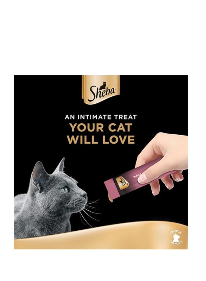 Sheba Cat_Food, Melty Tuna & Salmon Flavor Creamy Treats, Premium Indulgence, Fed by Hand for a Special Moment so Your Cat Can Find Relish with ThisTreat, Pack of 48x12g