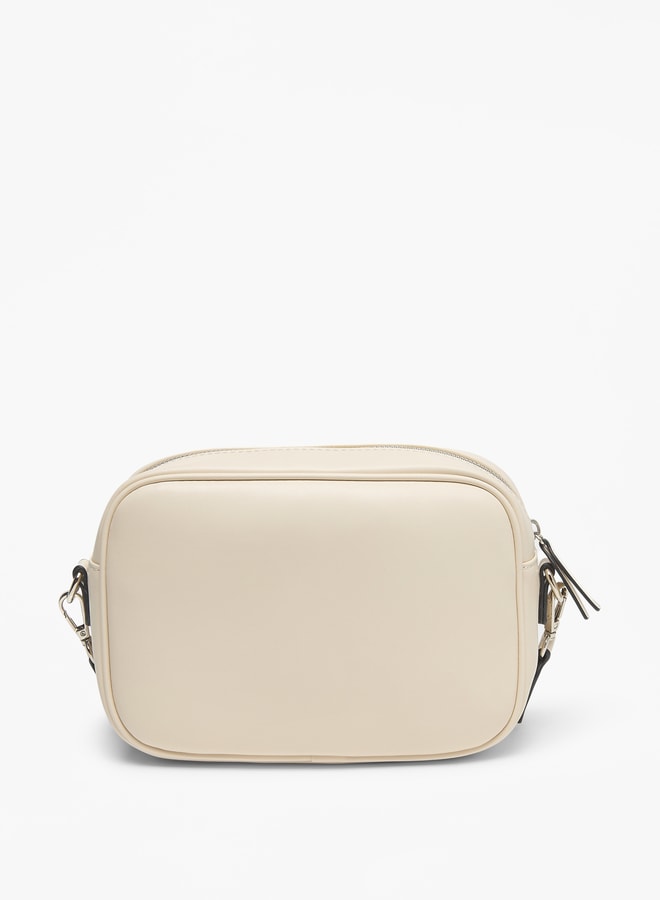 Panelled Crossbody Bag with Zip Closure and Detachable Straps