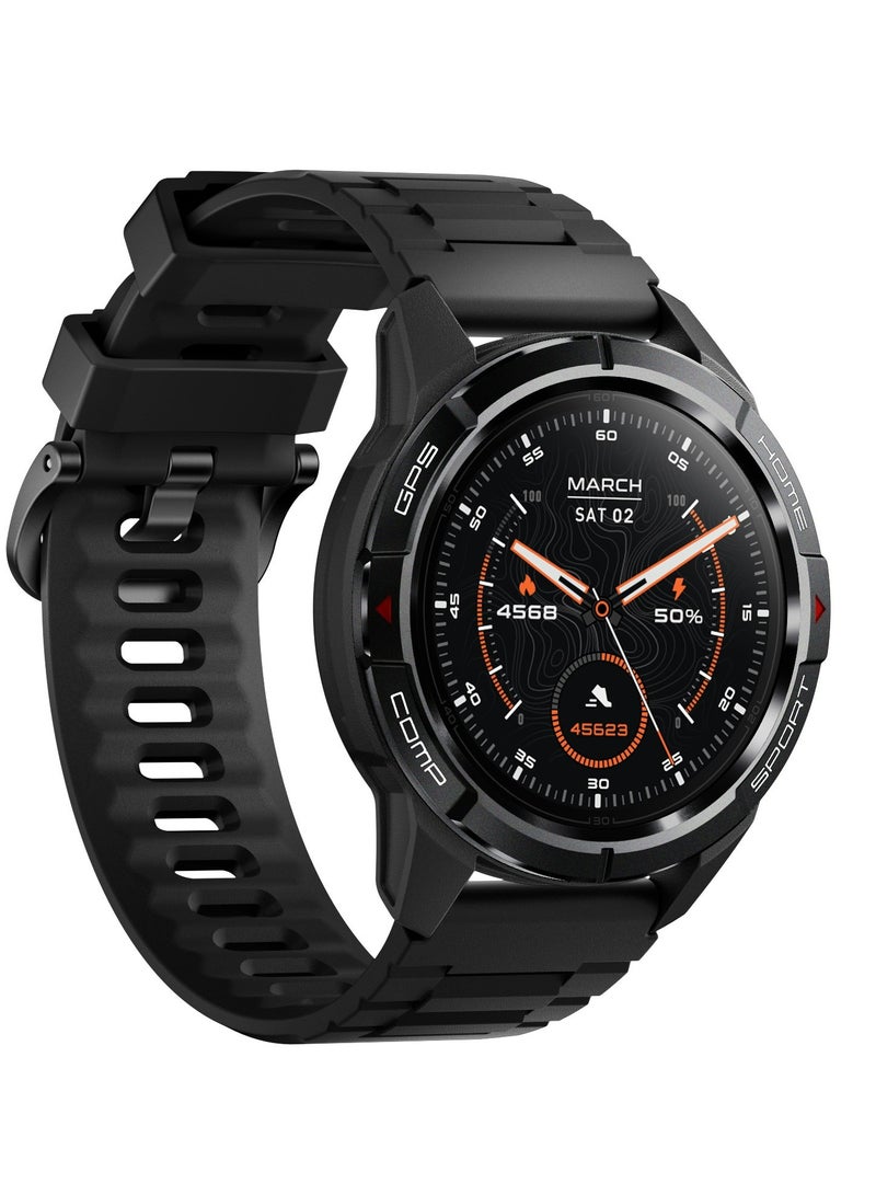 GS Active Smartwatch, 1.3 Inch AMOLED Display, GPS Global Positioning System, 10 Axis Motion Senor, Seek Beats Seek Beats Exercise Algorithm, 24-Hour Health Management, Dual Strap, Black