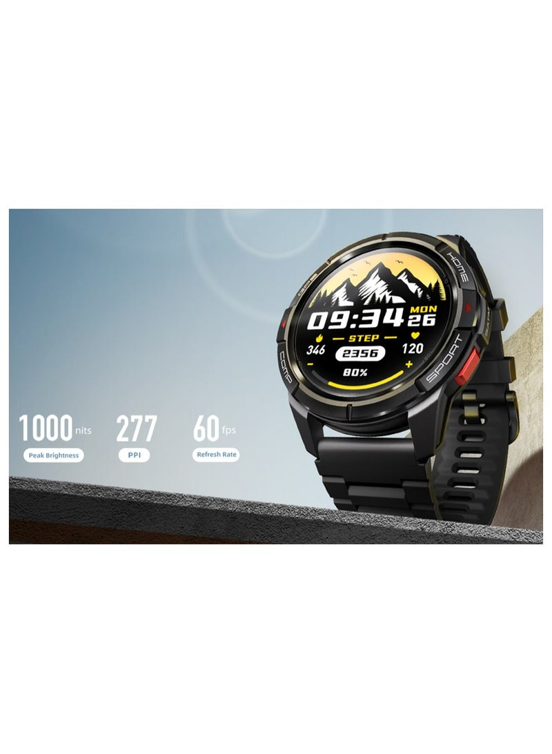 GS Active Smartwatch, 1.3 Inch AMOLED Display, GPS Global Positioning System, 10 Axis Motion Senor, Seek Beats Seek Beats Exercise Algorithm, 24-Hour Health Management, Dual Strap, Black