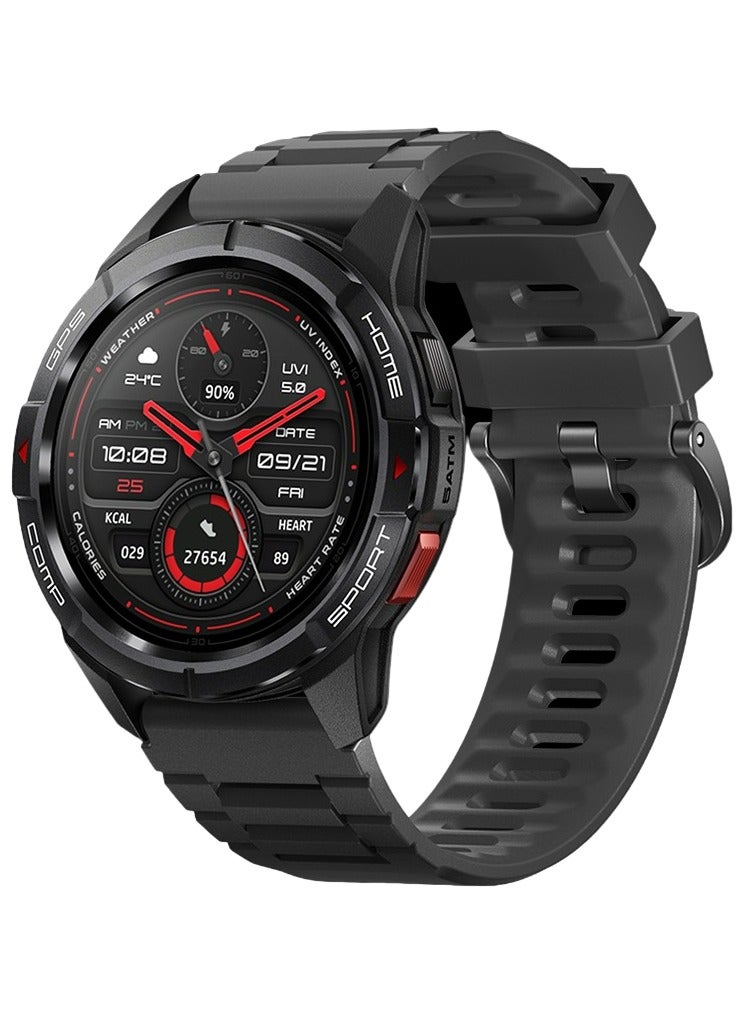 GS Active Smartwatch, 1.3 Inch AMOLED Display, GPS Global Positioning System, 10 Axis Motion Senor, Seek Beats Seek Beats Exercise Algorithm, 24-Hour Health Management, Dual Strap, Black