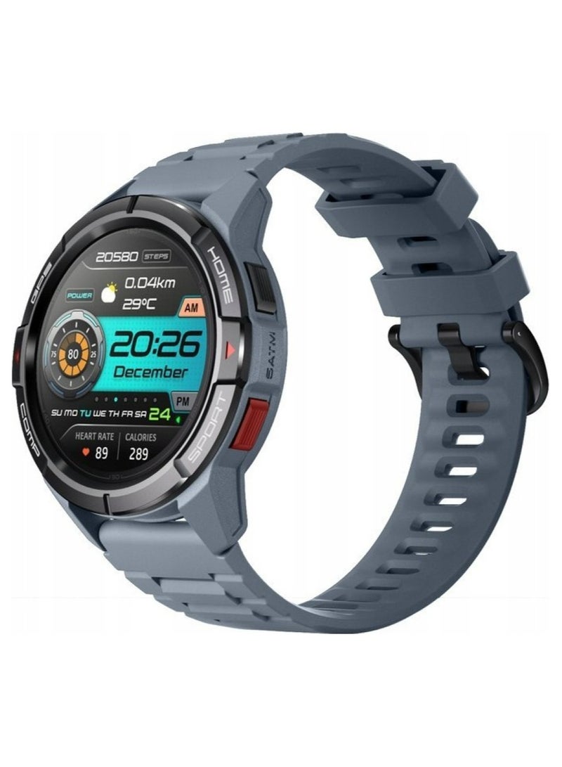 GS Active Smartwatch, 1.3 Inch AMOLED Display, GPS Global Positioning System, 10 Axis Motion Senor, Seek Beats Seek Beats Exercise Algorithm, 24-Hour Health Management, Dual Strap, Gray