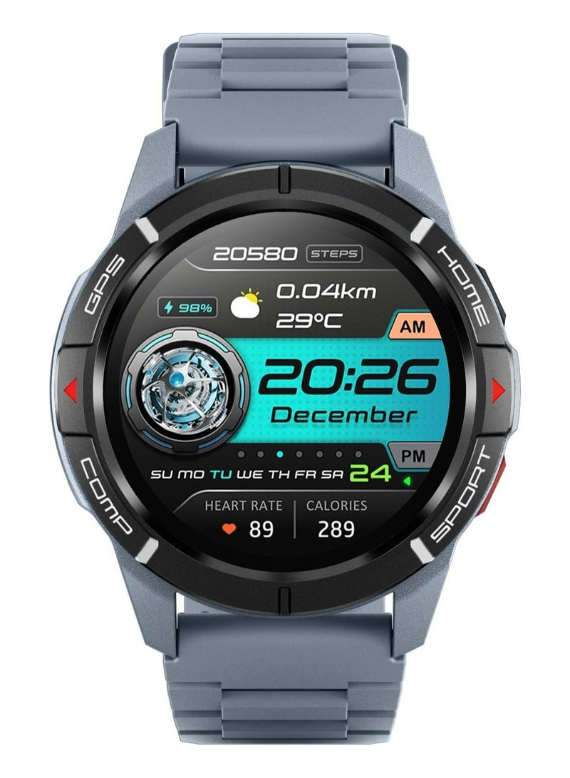 GS Active Smartwatch, 1.3 Inch AMOLED Display, GPS Global Positioning System, 10 Axis Motion Senor, Seek Beats Seek Beats Exercise Algorithm, 24-Hour Health Management, Dual Strap, Gray