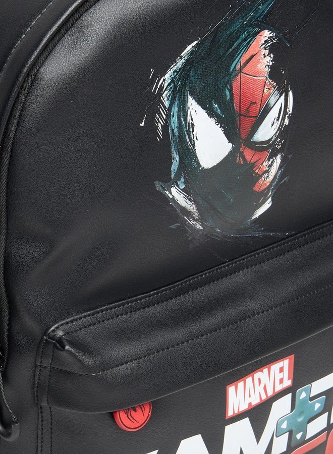 Spider-Man Print Backpack with Adjustable Strap and Zip Closure - 48x35x12 cm