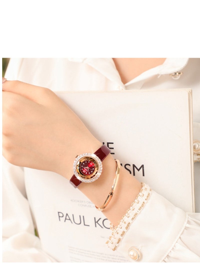 Labaoli New Light Luxury Quartz Watch Women's Waterproof Watch Set with Diamonds