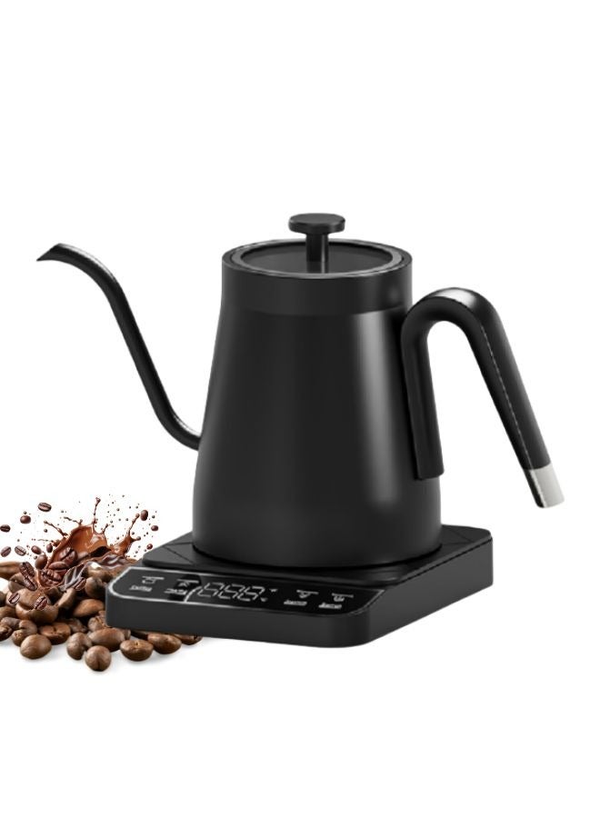 Electric Gooseneck Kettle with Temperature Control,Pour Over Coffee Kettle for Coffee Tea Brewing, Visual Glass Lid, 1350W Rapid Heating, 0.8L, Black