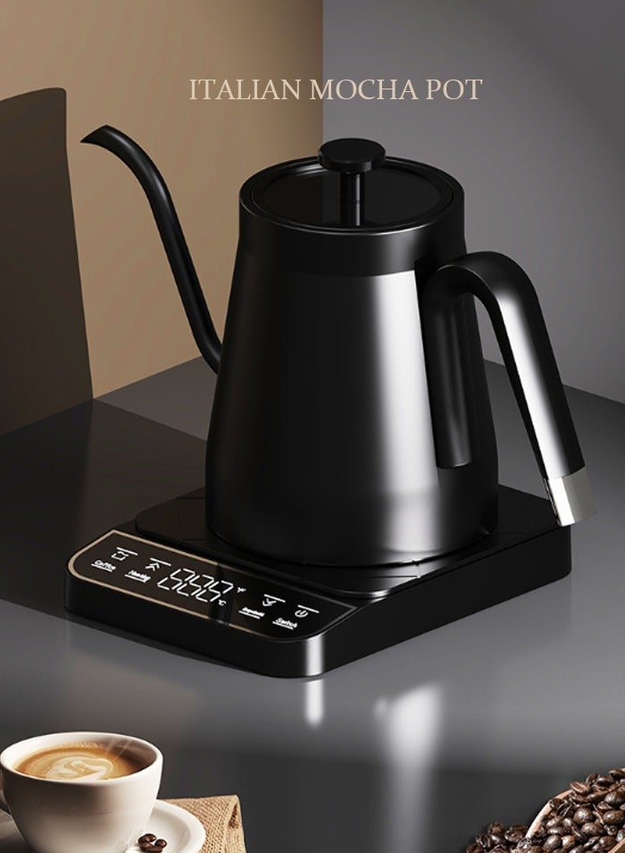 Electric Gooseneck Kettle with Temperature Control,Pour Over Coffee Kettle for Coffee Tea Brewing, Visual Glass Lid, 1350W Rapid Heating, 0.8L, Black