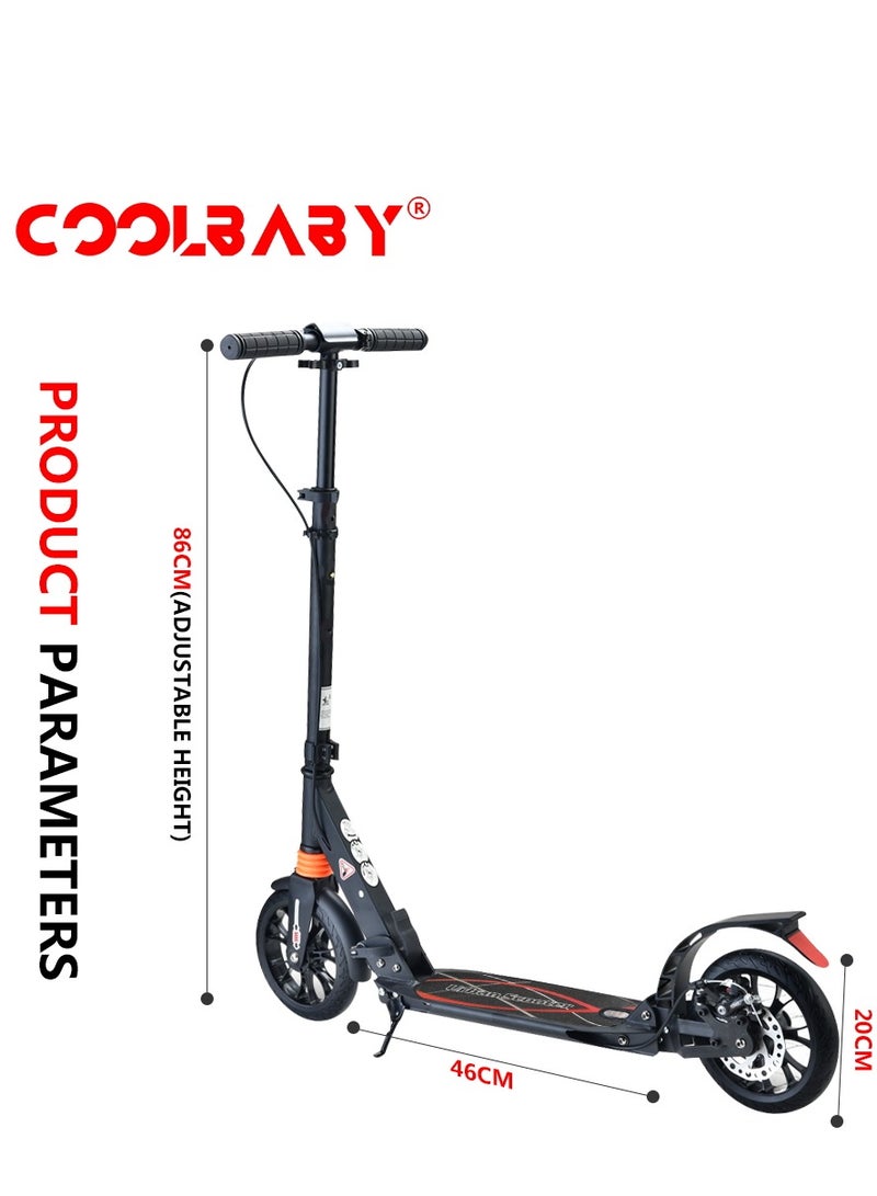 COOLBABY Two wheels Folding Kick Scooter for Adults Children Height Adjustable Height Scooter