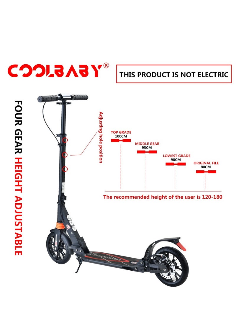 COOLBABY Two wheels Folding Kick Scooter for Adults Children Height Adjustable Height Scooter