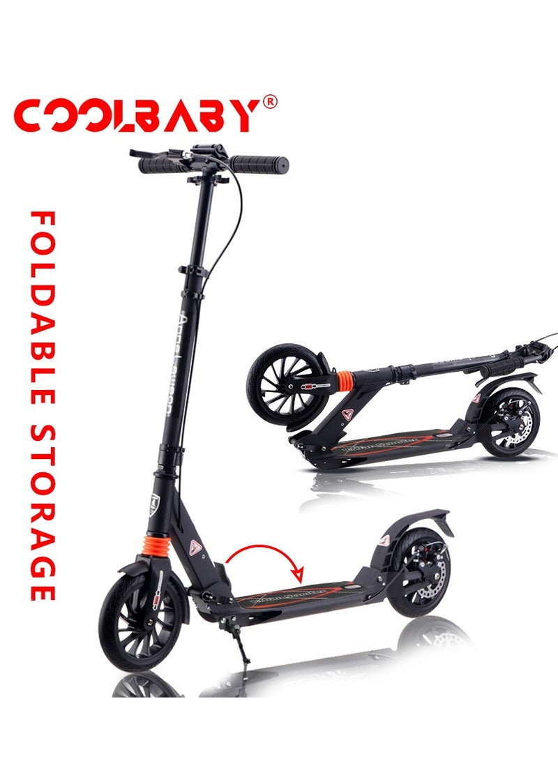 COOLBABY Two wheels Folding Kick Scooter for Adults Children Height Adjustable Height Scooter