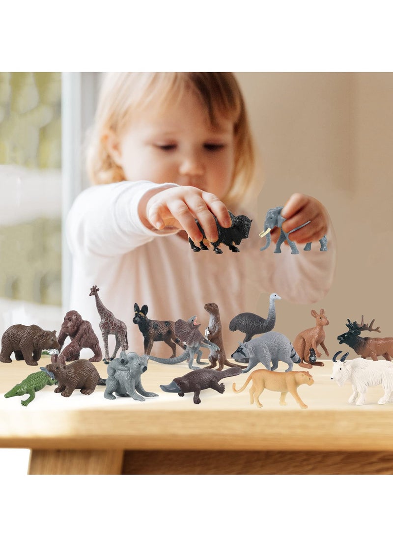 Forest Animals Figures, 18 Piece Set of Safari Animal Toys, Woodland Creatures Figurines, Miniature Toys for Cake Decorating, Birthday Gift for Children