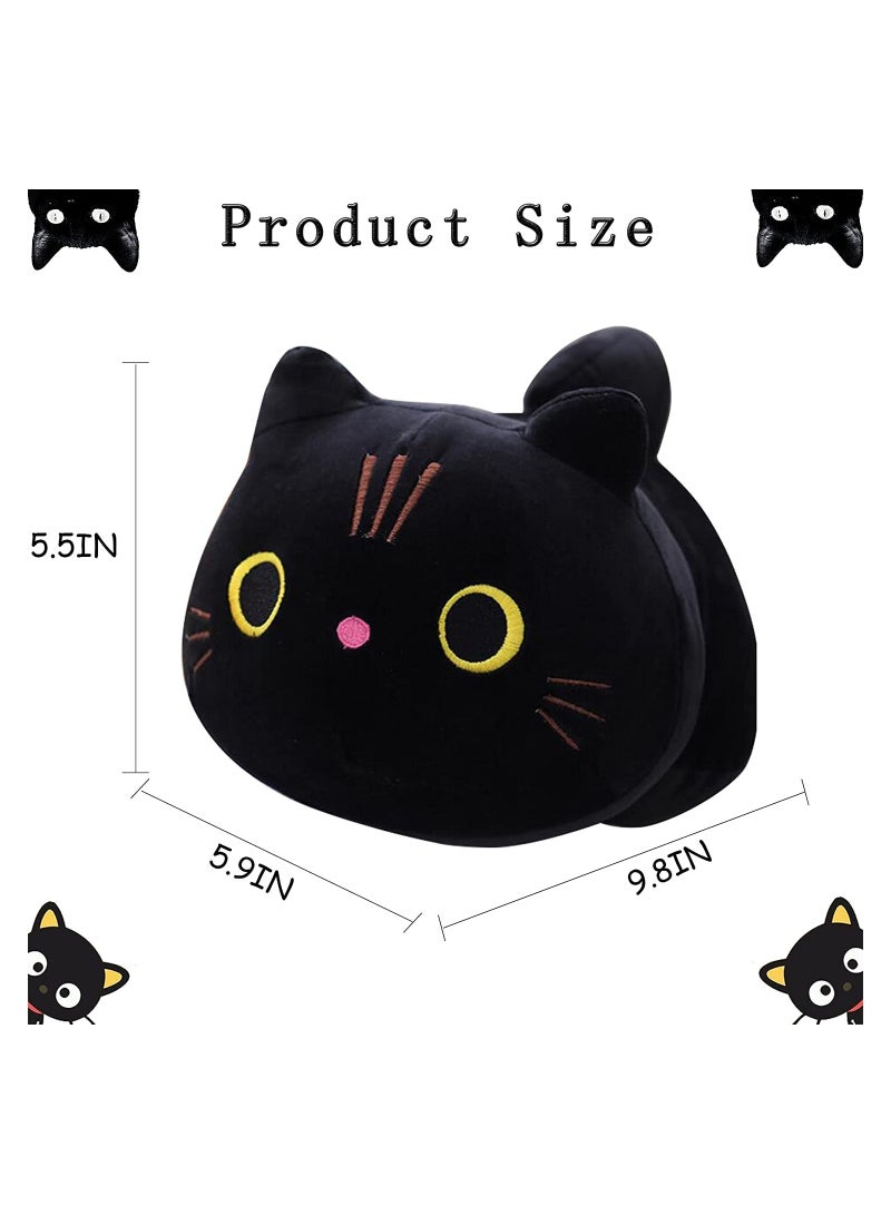 10Inch Black Cat Plush Pillow Cat Stuffed Animal Plushies  Kitten Toys Sleeping Hugging Pillow Soft Cushion for Girls Kids Women 1PC