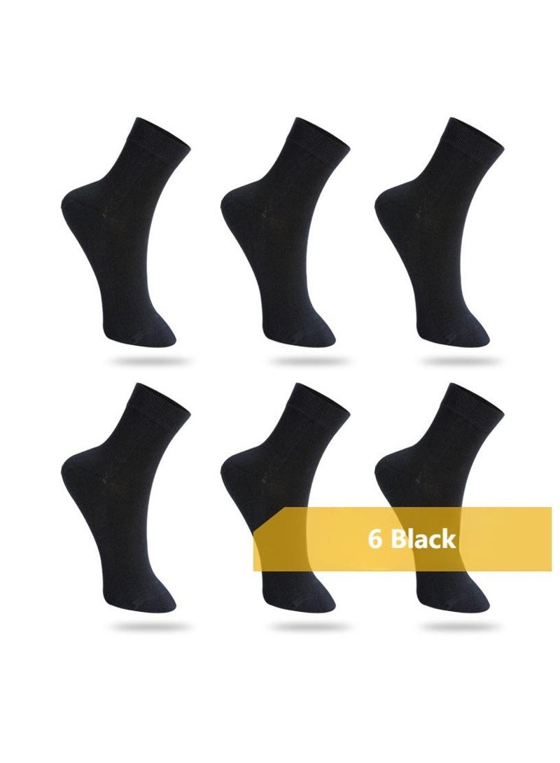 6 Pairs Of Boxed Men's Casual Breathable Business Style Mid Length Socks