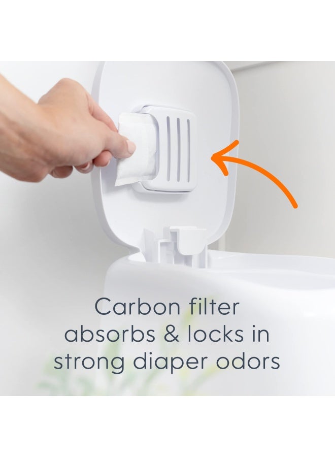 Complete Diaper Pail White With Antimicrobial Odor Control Includes 1 Diaper Trash Can 1 Refill Bags 1 Carbon Filter