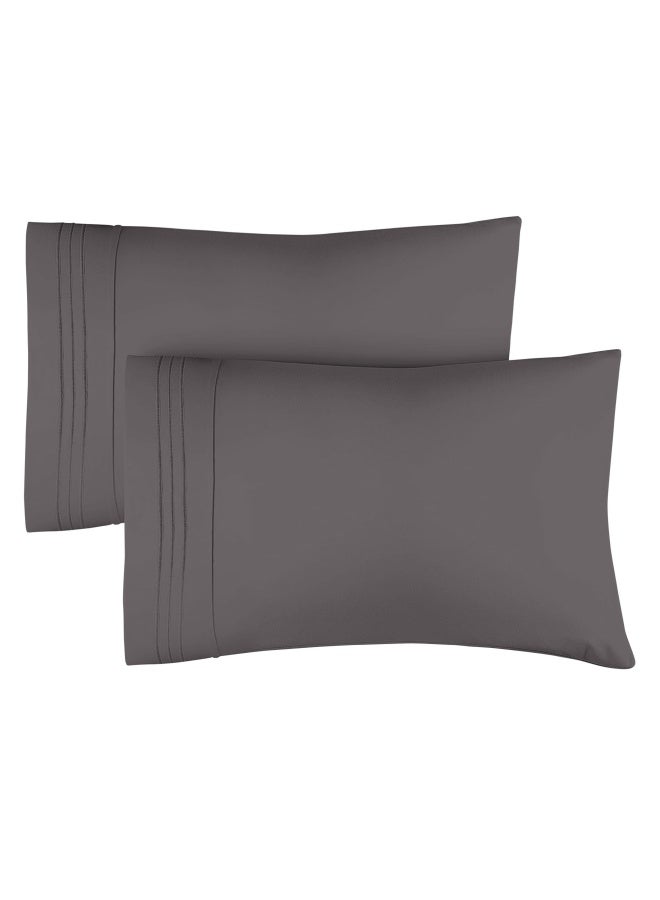 King Size Dark Grey Pillowcase Set Extra Soft Hotel Quality Machine Washable Bedding For Men Women Kids And Teens