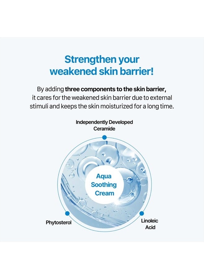 Aqua Soothing Cream 1.7 Fl.Oz. 50ml Hyaluronic Acid Facial Cream| Redness Relief Face Cream for Sensitive Skin | Face Moisturizer for Dry Skin| Calming Chamomile Extract| Korean Skincare