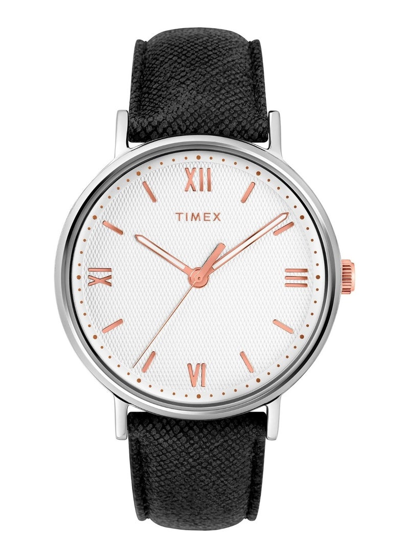 Timex Brass Multi-Function Men's Watch With Black Leather Band TW2T34700