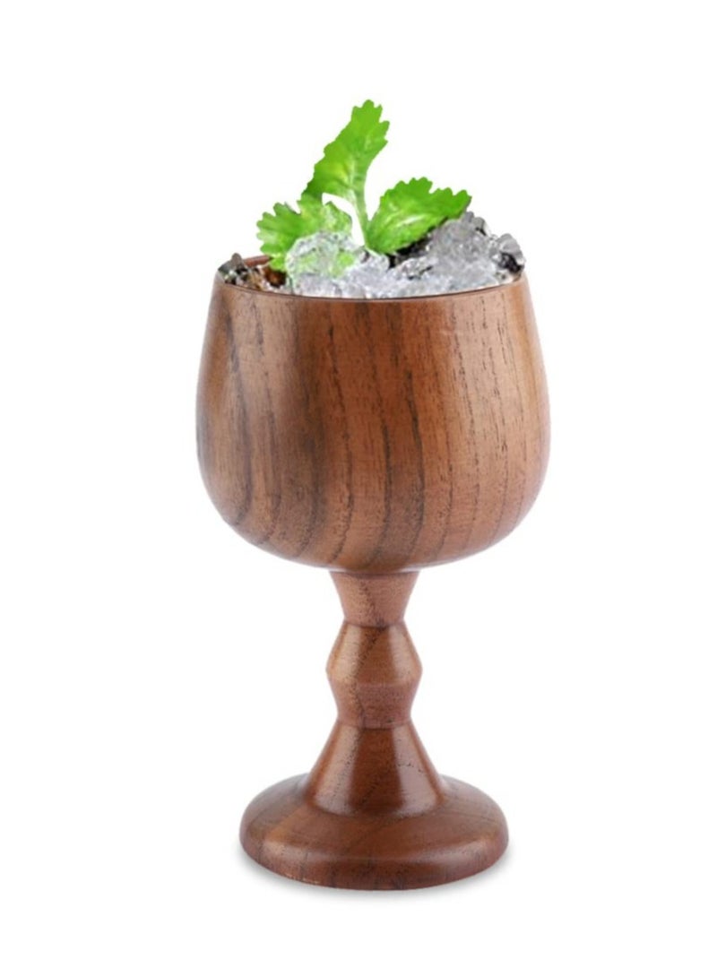 Vintage Wooden Beer Cup 150ml Handmade Elegant Goblet Chalice Cup for Drinking Coffee Tea Milk Water Beer Ice Cola