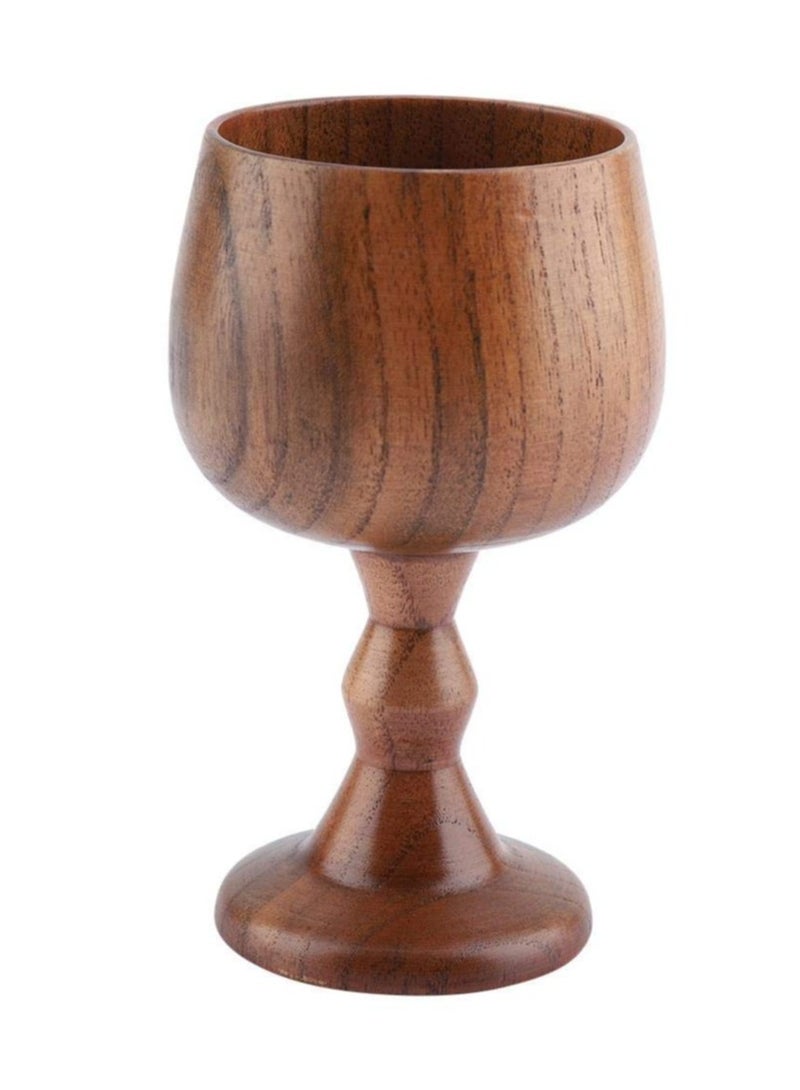 Vintage Wooden Beer Cup 150ml Handmade Elegant Goblet Chalice Cup for Drinking Coffee Tea Milk Water Beer Ice Cola