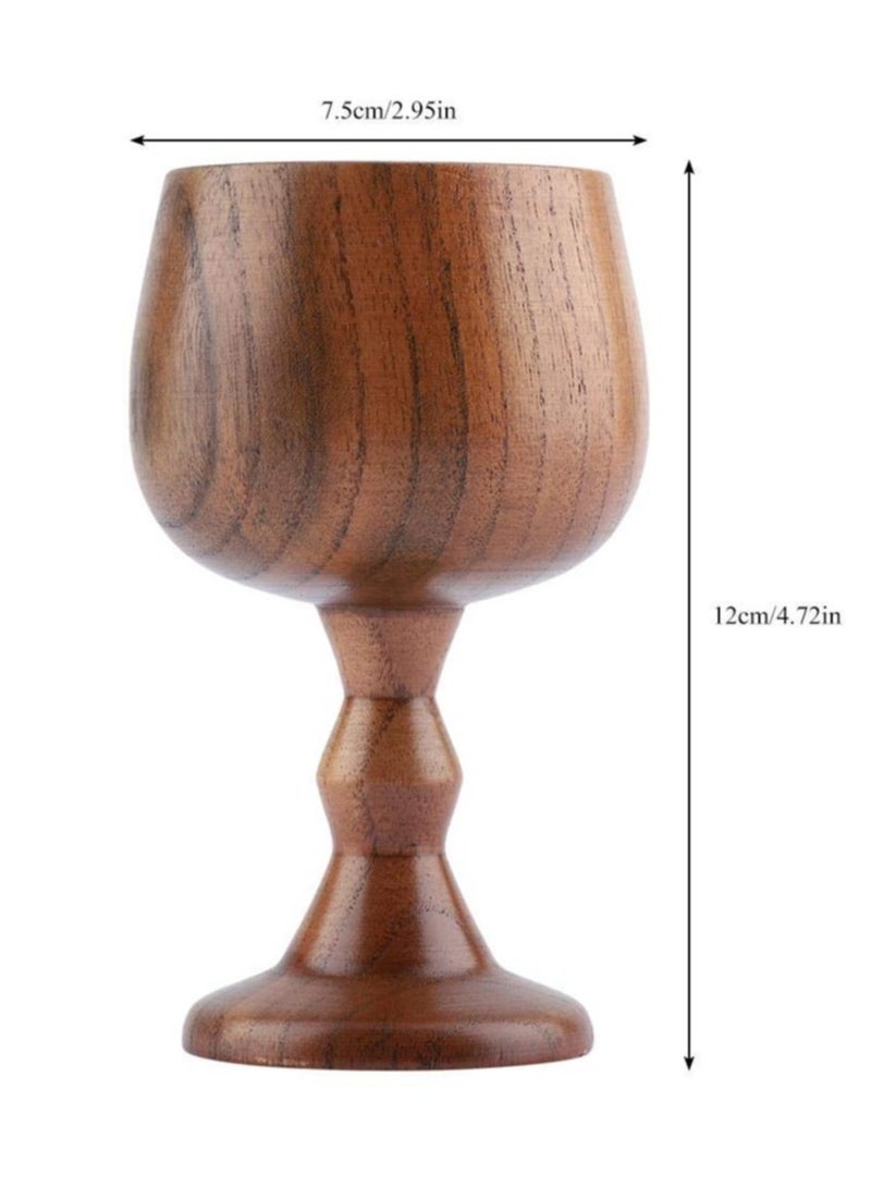 Vintage Wooden Beer Cup 150ml Handmade Elegant Goblet Chalice Cup for Drinking Coffee Tea Milk Water Beer Ice Cola