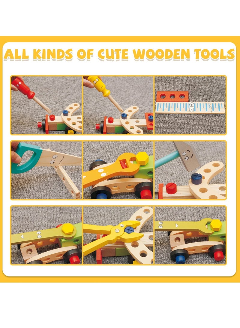 37 Pieces Kids Tool Set Pretend To Play Toddler Wooden Tool Toys With Toolbox Educational Dry Structure Toys For 2 3 4 5 6 Year Old Boys And Girls Birthday Gifts