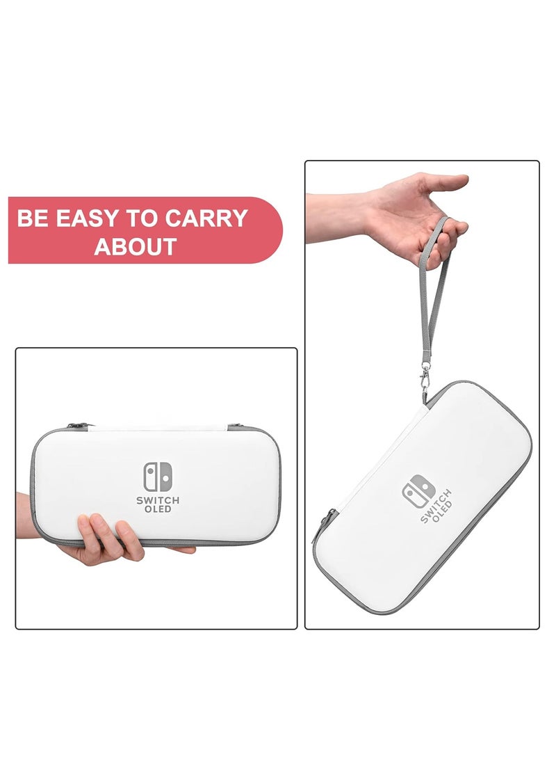Carrying Case for Nintendo Switch & Switch OLED,Compact and Portable Storage Set with Tempered Film, Switch OLED Crystal case, Thumb Grip Accessories