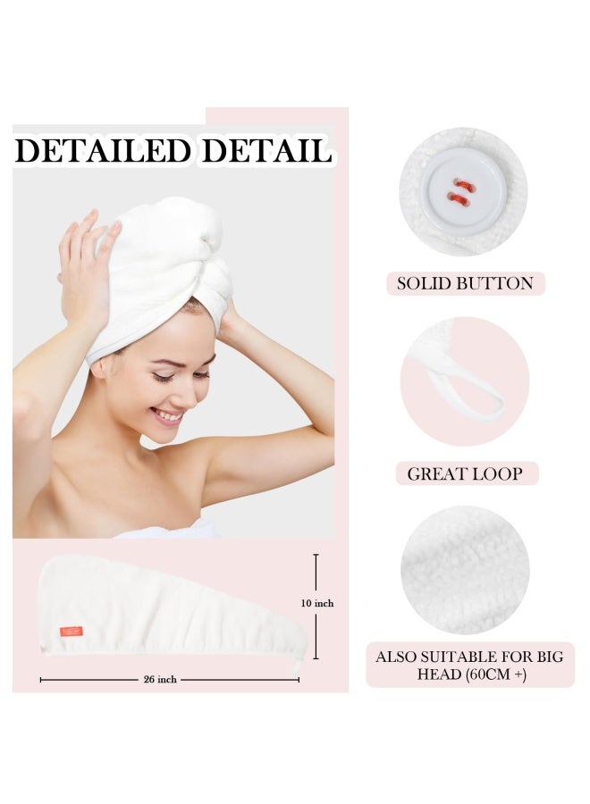 Microfiber Hair Towel Wrap For Women 2 Pack 10 Inch X 26 Inch Super Absorbent Quick Dry Hair Turban For Drying Curly Long And Thick Hair White White