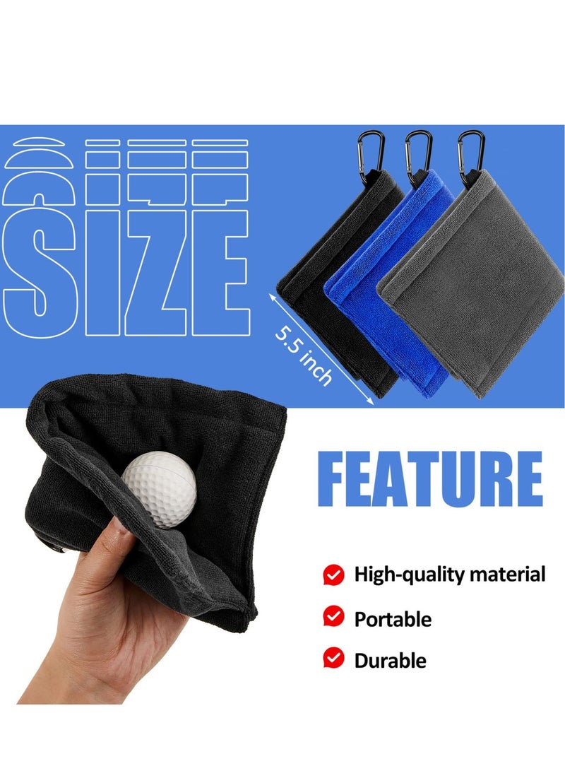 Golf Ball Towel 5.5 x 5.5 Inch Small Golf Wet and Dry Golf Towel Pocket Golf Towel with Clip Ball Towel Golf Ball Towel for Golf Course Exercise Towel