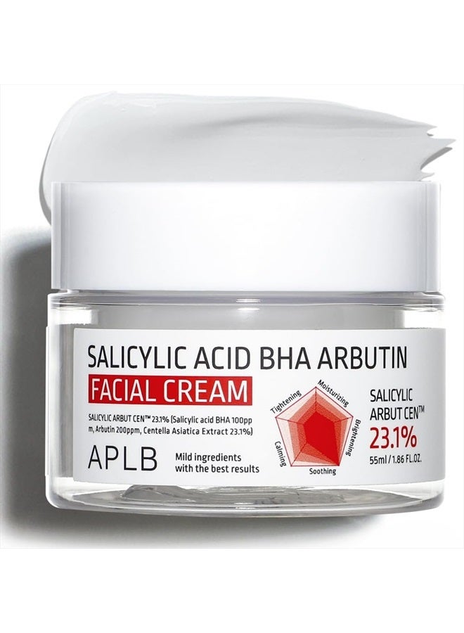 Salicylic Acid BHA Arbutin Facial Cream | SALICYLIC ARBUT CEN™ 23.1% 1.86 FL.OZ/Korean Skincare, Deep hydration, Acne & Pore care, Revitalize for gentle and improve skin texture