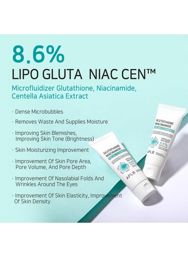 Glutathione Niacinamide Facial Cleanser | LIPO GLUTA NIAC CEN™ 8.6% 2.71 FL.OZ/Korean Skincare, Cares for Tighten Pores & Sebum, Long lasting nourishment and deep moisture for soft skin