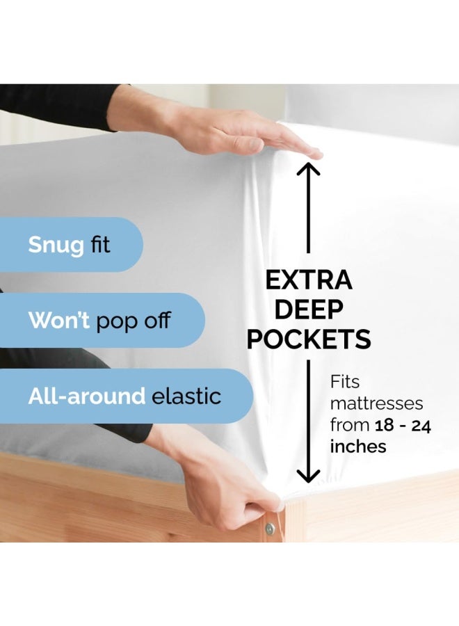 Extra Deep Pocket Fitted Sheet Single Fitted Sheet Only Extra Deep Pockets King Size Sheets Fits 18 In To 24 In Mattress Extra Deep King Fitted Sheet Deep Pockets That Actually Fits Mattress