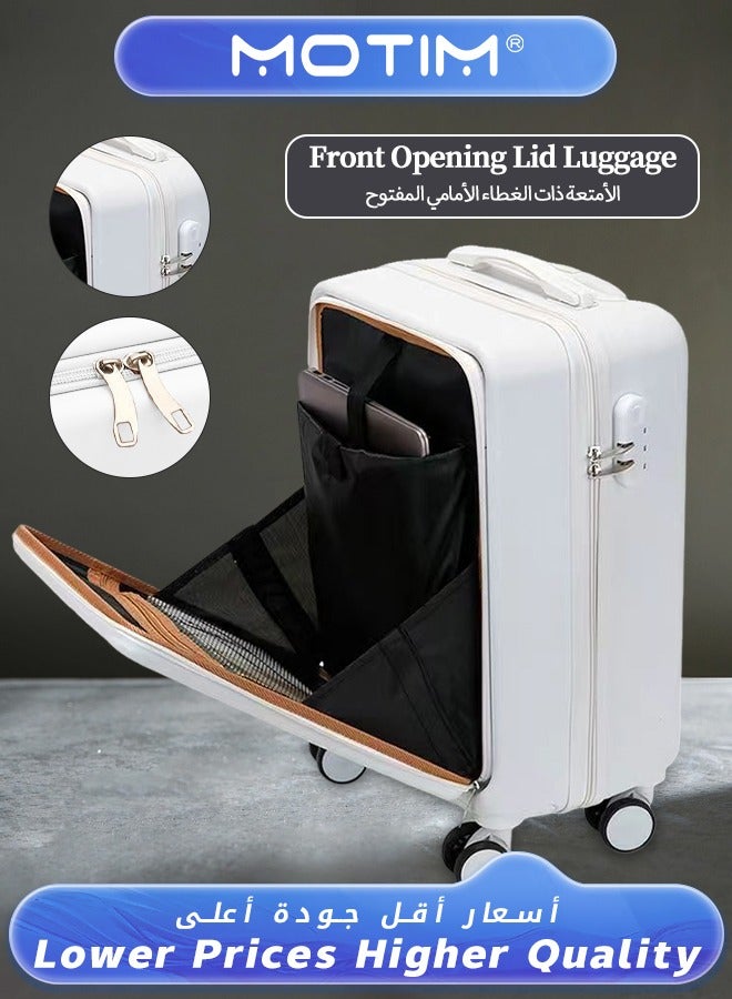 Travel Luggage Carry-on Luggage with Front Open Laptop Compartment Pocket Aluminum Framed Suitcase With Spinner Wheels Large Capacity Checked-in Luggage