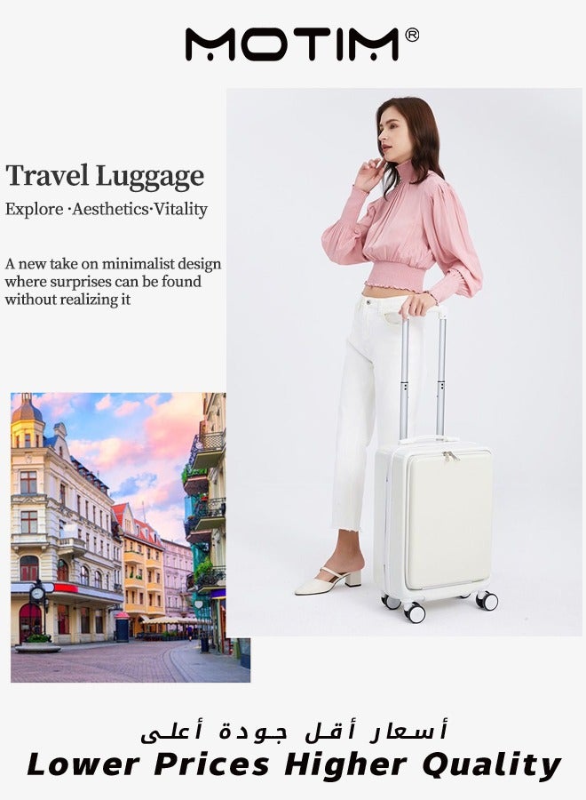 Travel Luggage Carry-on Luggage with Front Open Laptop Compartment Pocket Aluminum Framed Suitcase With Spinner Wheels Large Capacity Checked-in Luggage