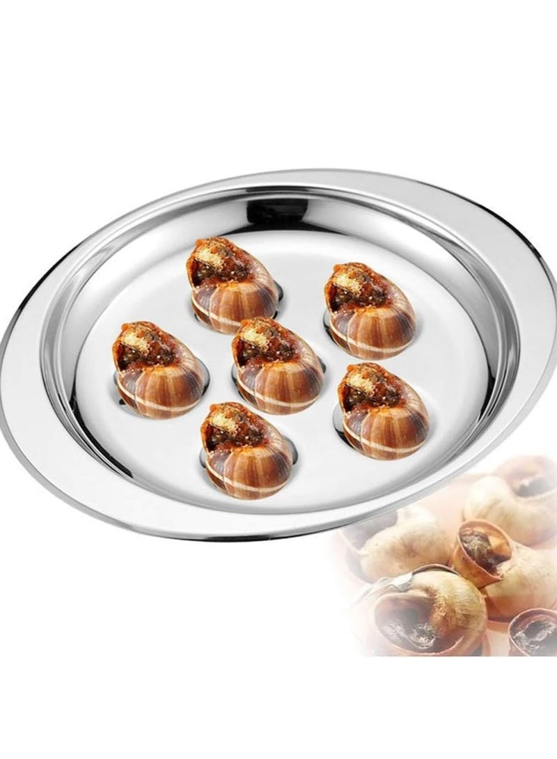 Snail Tong Forks Set, 3 Pcs Stainless Steel Escargot Tableware Metal Snail Tong 6 Compartment Holes Snail Plate Tong Escargot Fork Escargot Plate for Home BBQ Restaurant