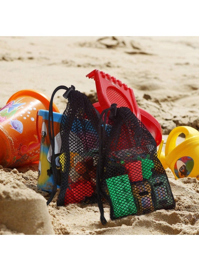 8 Pieces Black Mesh Drawstring Bags With Clips Nylon Storage Mesh Bags For Collecting Toys Travel 20 X 15 Cm 7.9 X 6 Inch