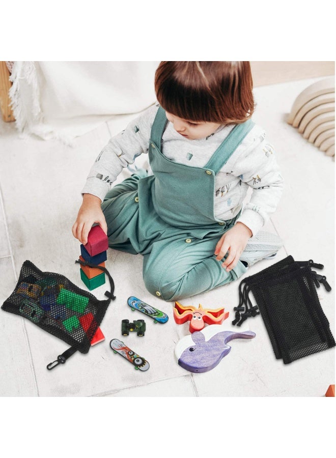 8 Pieces Black Mesh Drawstring Bags With Clips Nylon Storage Mesh Bags For Collecting Toys Travel 20 X 15 Cm 7.9 X 6 Inch