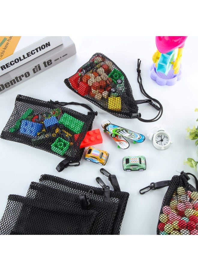 8 Pieces Black Mesh Drawstring Bags With Clips Nylon Storage Mesh Bags For Collecting Toys Travel 20 X 15 Cm 7.9 X 6 Inch