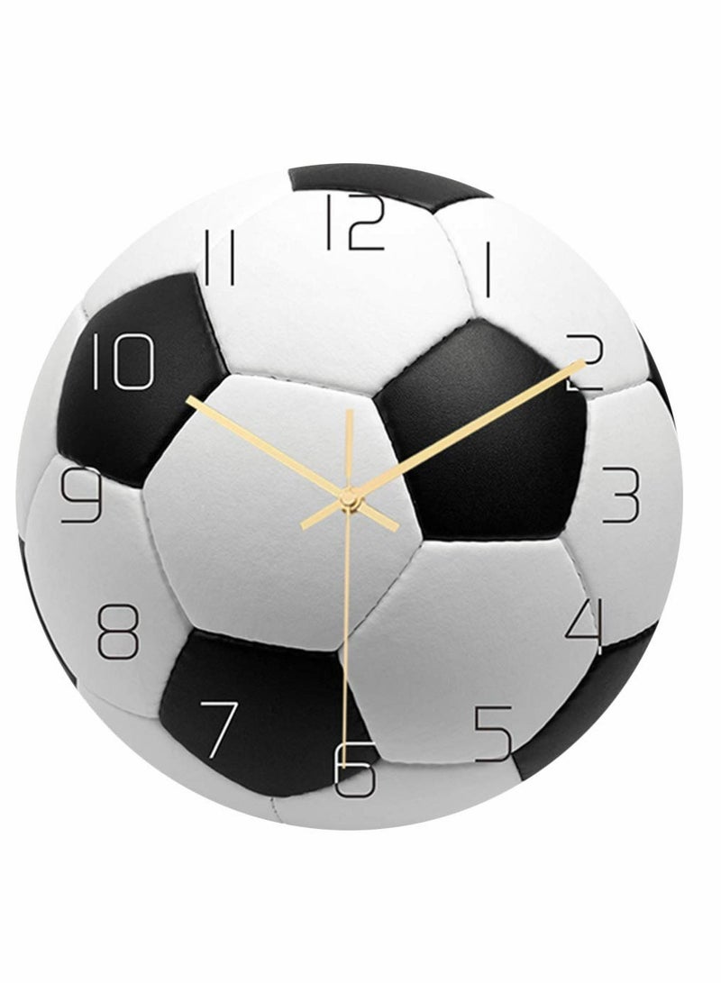 Sports Wall Clock Soccer Mute Wall Clock Decorative Silent Clock for Living Room Bedroom Kids Room