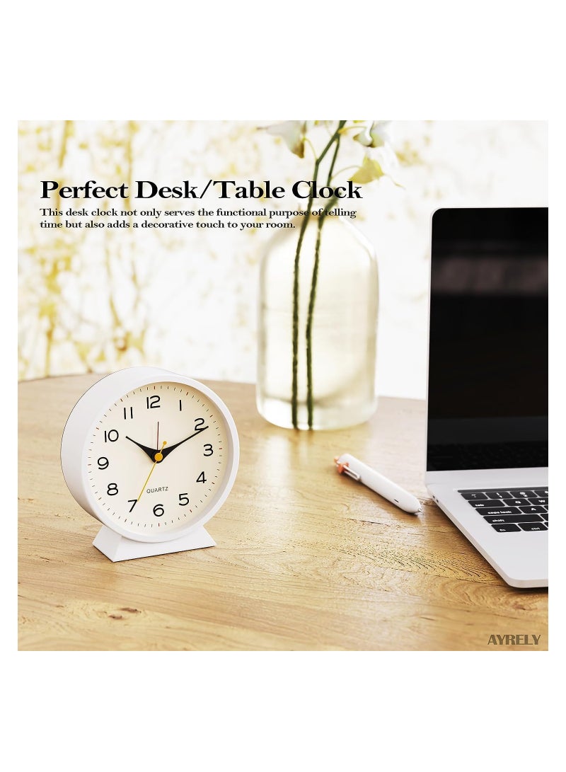 Analog Alarm Clock, Travel Alarm Clock Basic Bedroom Clock Table Clocks, Small Retro Desk Clock, Slient Metal Table Clock with Light for Living Room Decor, Bedroom, Bedside, Shelf