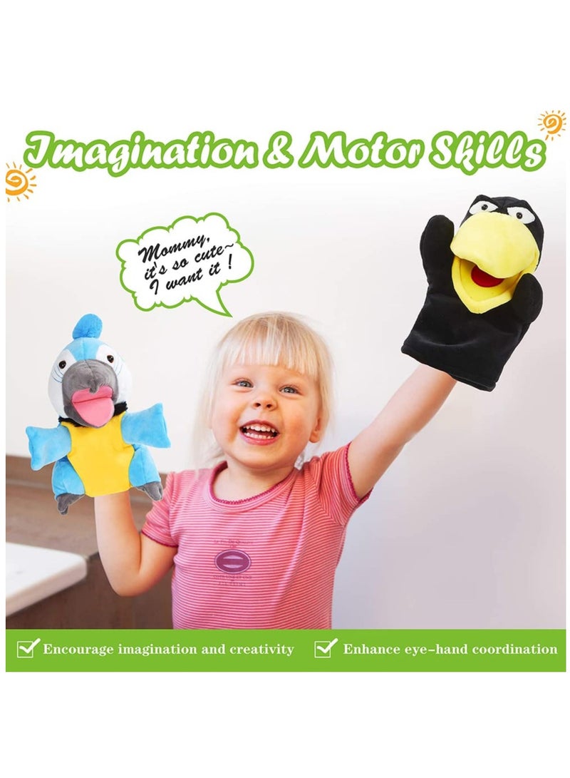 Hand Puppet Toys, Cute Plush Crow Toy Soft Lovely Bird Toy Doll Funny Developing Intelligence Birthday for Kids interactive Imaginative Pretend Play Black, 10''