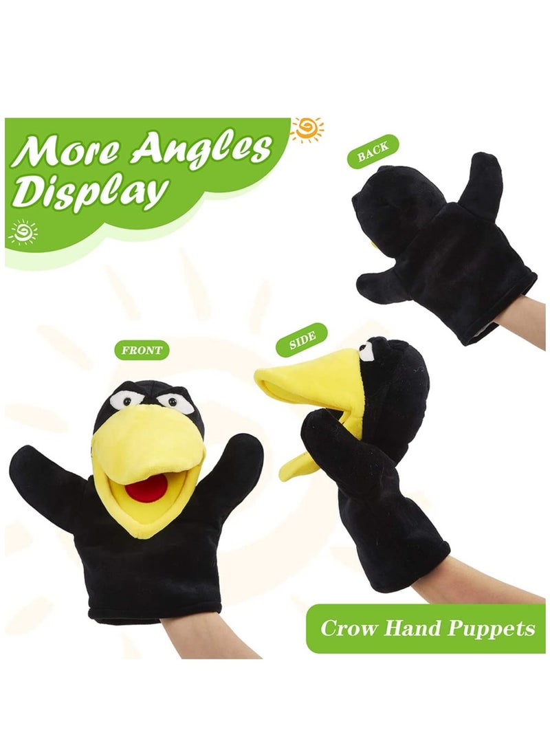 Hand Puppet Toys, Cute Plush Crow Toy Soft Lovely Bird Toy Doll Funny Developing Intelligence Birthday for Kids interactive Imaginative Pretend Play Black, 10''
