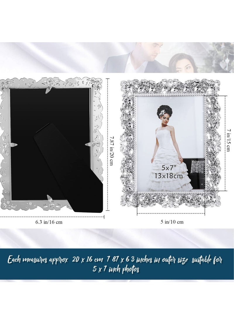 Add Sparkle to Your Memories with Crystal Picture Frames Set of 2 Rhinestone Embellished Frames for Photos Perfect for Weddings birthdays