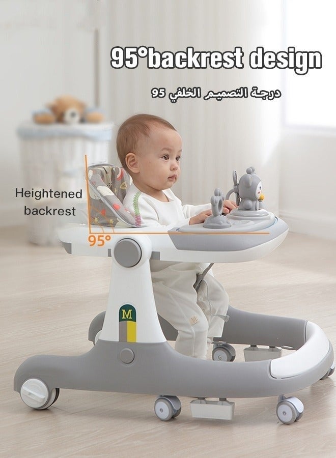 2 In 1 Baby Walker, Infant Push With Adjustable Height, Mute Wheels, 6-18 Months