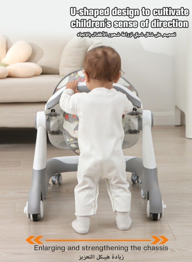 2 In 1 Baby Walker, Infant Push With Adjustable Height, Mute Wheels, 6-18 Months