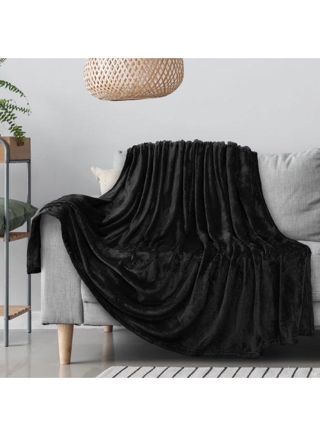 Black Fleece Throw Blanket For Couch Super Soft Fuzzy Flannel Throw For Sofa Luxury Plush Microfiber Blanket For Bed Plush Home Decorative Velvet Gift Blanket 50X60