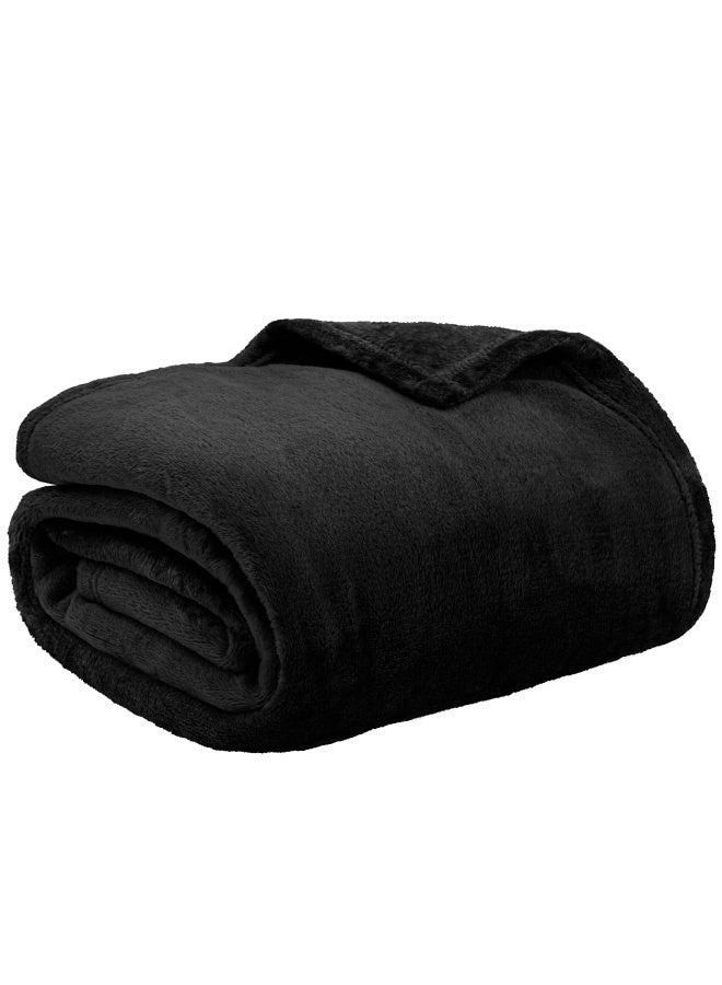 Black Fleece Throw Blanket For Couch Super Soft Fuzzy Flannel Throw For Sofa Luxury Plush Microfiber Blanket For Bed Plush Home Decorative Velvet Gift Blanket 50X60