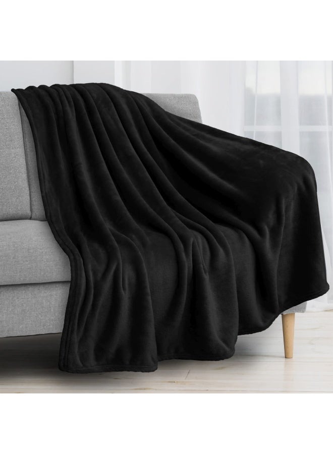 Black Fleece Throw Blanket For Couch Super Soft Fuzzy Flannel Throw For Sofa Luxury Plush Microfiber Blanket For Bed Plush Home Decorative Velvet Gift Blanket 50X60