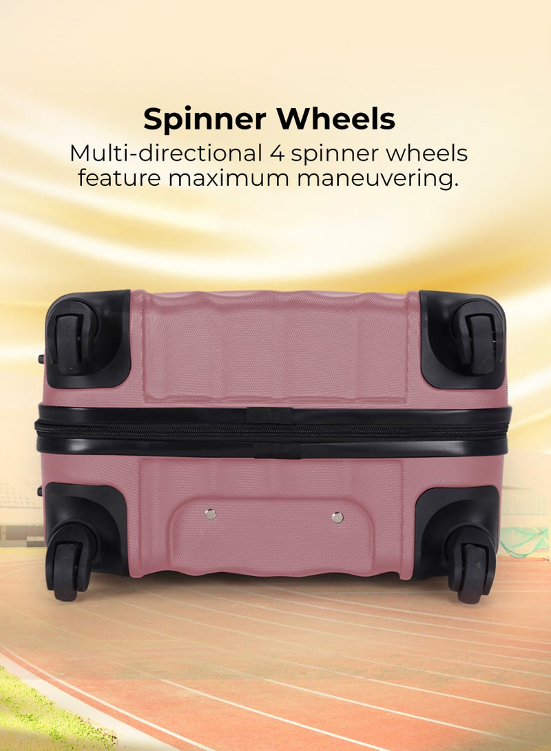 3 Pcs ABS Hardside Trolley Luggage Set Spinner Wheels With Number Lock 20/24/28 Rose Pink