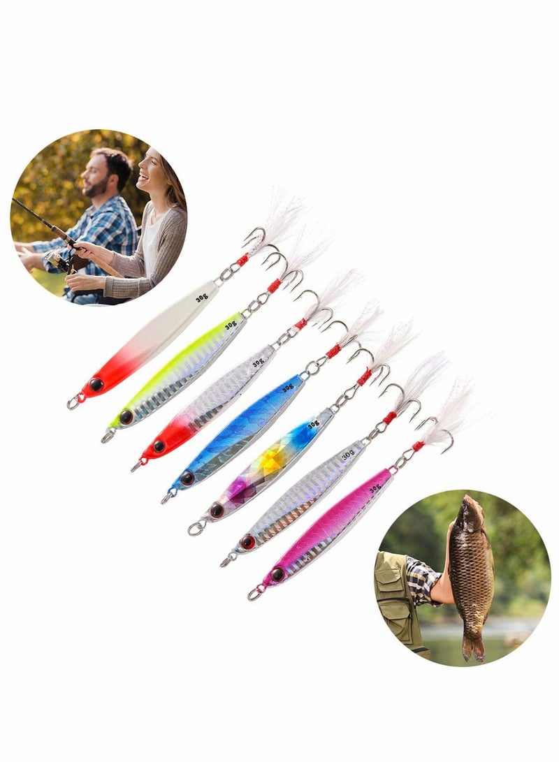 7 Pcs Fishing Lures Hard Metal Sea Fishing Spinners, Sea Fishing Lures, Sea Fishing Sinking Lure for Wobbler Pike Carp Trout Perch Squid Catfish Fishing Baits (30g*7pcs)